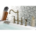 thumbnail image 2 of Kingston Brass KS1273PLBS Heritage Bridge Kitchen Faucet with Brass Sprayer, Antique Brass, 2 of 5