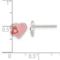 thumbnail image 3 of Sterling Silver Pink/ Hot Pink Enamel CZ Double Heart Post Earrings, 3 of 3