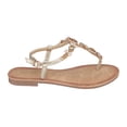 thumbnail image 2 of GC Shoes Women's Jeweled T Strap Flat Sandals, Dressy Summer Ankle Buckle Flats, Comfortable Fashion Sandal, Ann/Gold/9.5, 2 of 5