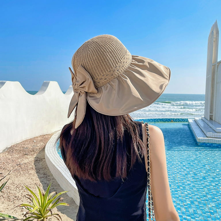 Womens Outdoor Casual Bow Decoration Big Head Design Sun Hat Mens