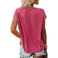 thumbnail image 4 of Adeawade T Shirts For Women Short Sleeve Loose Fit Round Neck Solid Color Simple Style Tee Leisure Daily Wear M Hot Pink, 4 of 6