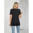 thumbnail image 2 of Cuteduck Women's Short Sleeve V-Neck T-Shirt – Button Front, Loose Fit Solid Color Soft Summer Top – Casual Everyday Essential S-2X, 2 of 6