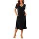 thumbnail image 2 of Camisón de noche de mujer INSPIRE CHIC con cuello en V, abertura lateral, manga corta, camisón largo con bolsillos, M, negro, 2 of 6