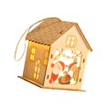 thumbnail image 1 of Casa de pueblo navideña iluminada, luces navideñas, decoración de casa de madera, Papá Noel, 1 of 9