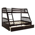 thumbnail image 6 of Twin Over Full Bunk Bed with Two Storage Drawers, Pine Wood Bed Frame and Ladder with Guard Rails for Toddlers, Kids, Teens, Boys and Girls, Espresso, 6 of 9