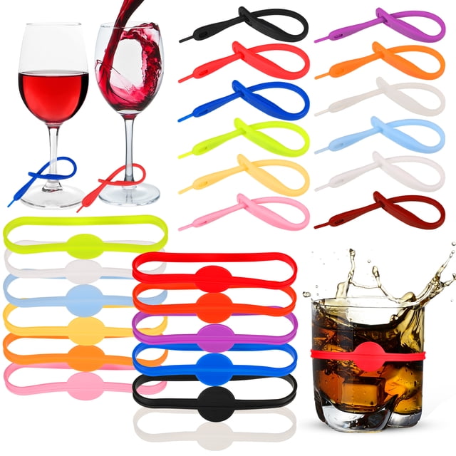 Matsuzay 24 Uds. Marcadores de vidrio de Gel de sílice fáciles de limpiar etiquetas de taza de Color brillante para una fácil identificación Barra de herramientas