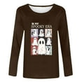 thumbnail image 4 of LYEAA Halloween Shirts for Women Long Sleeve Plus Size Crew Neck Regular Straight Cuff Casual Wear Ghost Holiday Clothes Coffee XL, 4 of 4