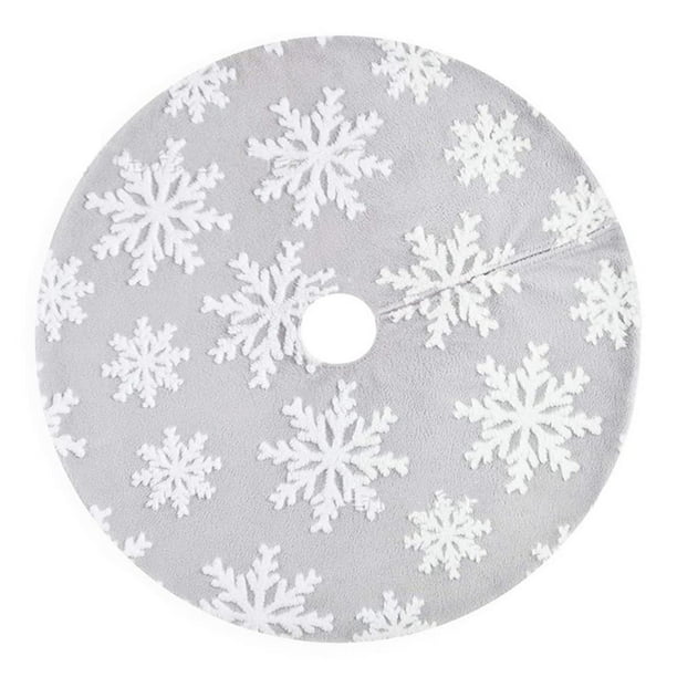 Injueey de árbol de Navidad, accesorio de paisajismo, cubierta inferior, patrón de copo de nieve de felpa interesante, decoración de Kits de decoración para fiestas Gris/120cm