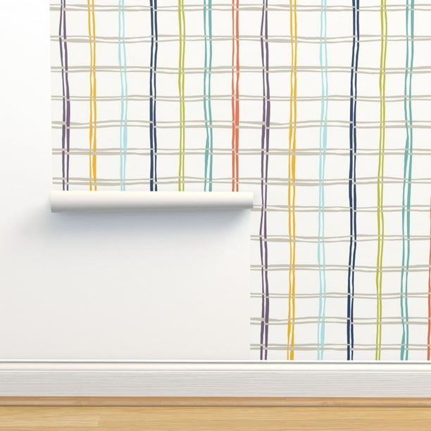 Peel & Stick Wallpaper 6ft x 2ft - Grid Gender Neutral Check Colorful