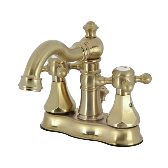 Kingston Brass FSC1603BX Metropolitan 4 in. Centerset Bathroom Faucet with Brass Pop-Up, Brushed Brass