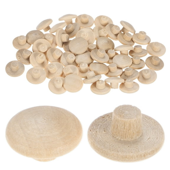 Uxcell 50-Pack Wood Plugs for Screw Holes, 13 x 5mm Beech Button Wood Top Plugs Flat Head Decorative Wooden Cover