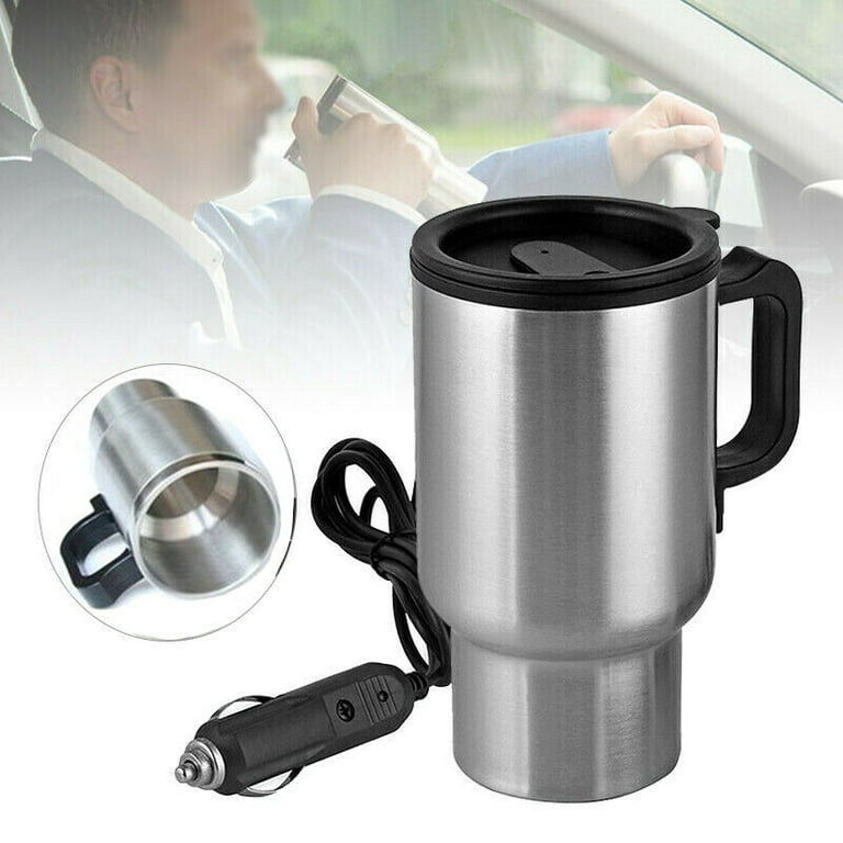 Funchic Heated Travel Mug Electric Coffee Mug Warmer 12V Thermos Cup  Intelligent Travel Mug with Temperature