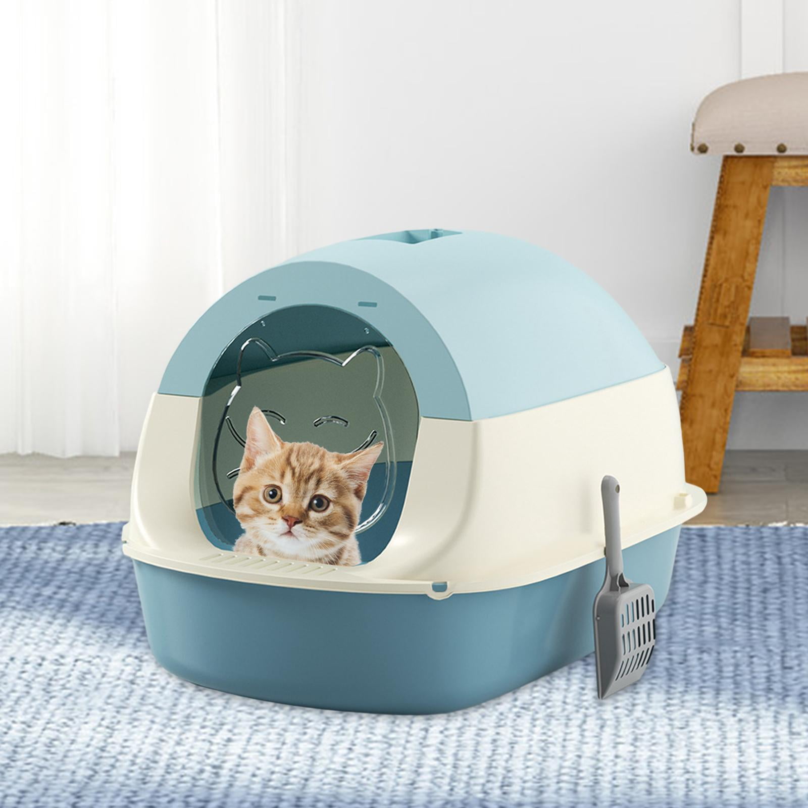 Bvdfgk Hooded Cat Litter Box Enclosed Cat Litter Box Easy to Clean Pet Supplies Sandbox blue