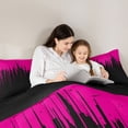 thumbnail image 5 of Homewish Geometric Lines Queen Comforter Set,Minimalist Striped Pattern Bedding Sets,Black Hotpink Bedding Comforter Set For Boys Kids,Super Cozy Room Decor Reversible,3pcs, 5 of 8