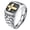 Silver, variant on Stainless Steel Vintage Cross Signet Rings for Men Inlaid Cubic Zirconia Band Antique Crack Pattern Religious Faith Jewelry Black Size 10