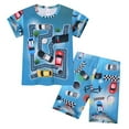 thumbnail image 2 of KKBOTIVE Toddler Boy Clothes Cartoon Print Crewneck Short Sleeve T Shirt Tops + Elastic Shorts Summer Boys Sets 2 Piece Outfits, Blue Size: 6-7 Years, 2 of 6