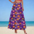 thumbnail image 2 of Vynhevius Women Halloween Print Skirt Elastic Waist A-line Flowy Party Maxi, 2 of 5