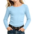 thumbnail image 3 of Bixock Toddler Girls Long Sleeve Shirts,Kids Crewneck Pullover Tops Solid Color Ribbed Knit Layering Top Girls Shirt for Everyday Casual Out Girls Clothings, 3 of 7