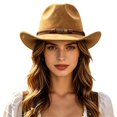 thumbnail image 3 of Classic Western Cowboy Hat Felt Cattleman Shapeable Brim for Men Women Cowgirl Halloween Rodeo Accessory, 3 of 5
