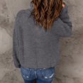 thumbnail image 4 of Vedolay Womens Fall Sweaters Womens V Neck Sweater Lantern Sleeve Oversized Henley Knit Pullover Tops,Gray S, 4 of 5