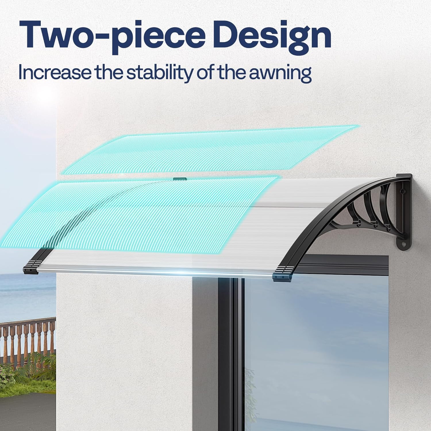 SPECSTAR Polycarbonate Window Door Awning Spliced Canopy Transparent with Black Bracket 40 Inch x 40 Inch