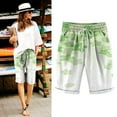 thumbnail image 2 of NAFUU Womens Bermuda Shorts Elastic Waisted Summer High Waisted Floral Short Pants With Pockets And Drawstring Loose Fit Workout Shorts Women, 2 of 4