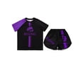 thumbnail image 3 of Hansber Kids Boys Boxing Uniform 2pcs Tracksuits Short Sleeve Boxer Shirt and Fighting Shorts Muay Purple 12, 3 of 5