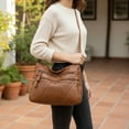 thumbnail image 5 of Soft PU Leather Crossbody Purse for Women, Multi-Pocket Messenger Shoulder Bag , Lightweight Everyday Travel Handbag (Brown), 5 of 5