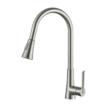 Anzzi  Tulip Single-Handle Pull-Out Sprayer Kitchen Faucet in Brushed Nickel -