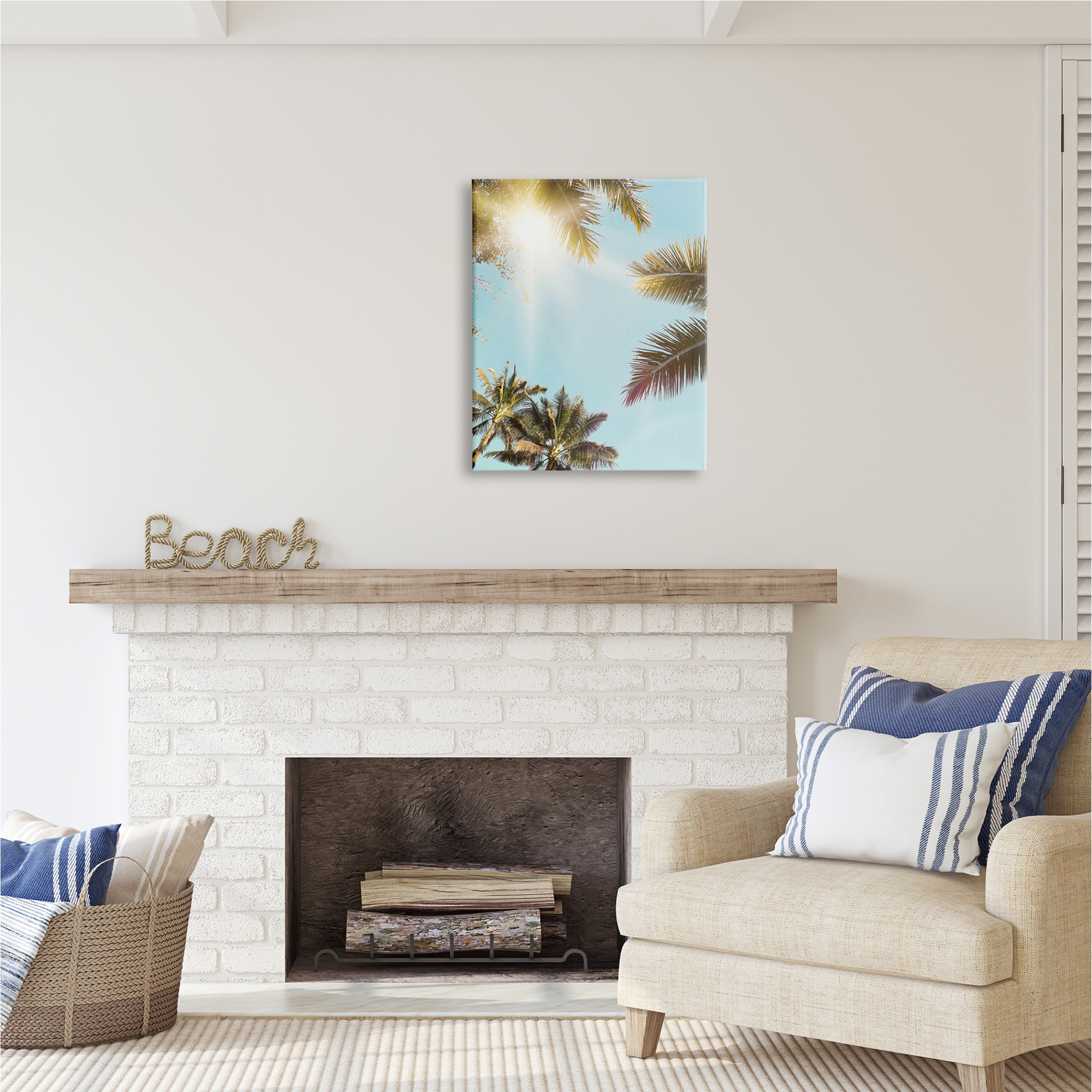 Stupell Industries Sunny Palm Leaves Photography Nature Photography Gallery Wrapped Canvas Print Wall Art, 24 x 30