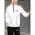 thumbnail image 4 of Yruioon Boys' Sweatsuit Outfit 2 Piece Zip Stand Collor Sweatshirt with Sweatpant Sportsuit Athletic White 160, 4 of 6