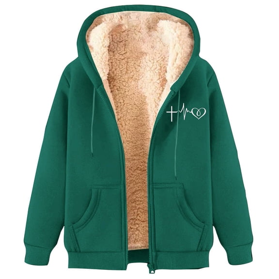 GTEYOIJN Fleece Jacket Women Casual Full Zip Up Hoodie Warm Lined Sweatshirt Fall Winter Coat with Pockets Fashionable and Casual Fleece Lined Thickened and Warm Hooded Sweatshirt(Xxl)