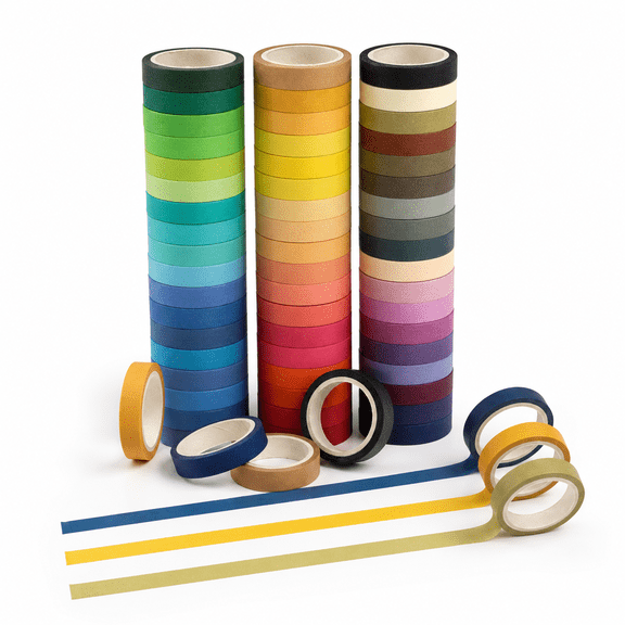 Washi Tape Set 8mm Colorful Rainbow Tape Decorative Art Supplies for DIY Crafts Gift Planners Party Decorations 60 Rolls