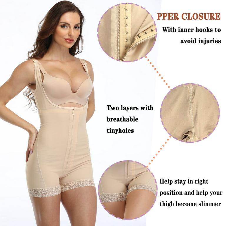 Lilvigor Women Tummy Control Bodysuit Full Body Shaper Fajas Colombianas  Butt Lifter Open Bust Zipper Shapewear Plus Size