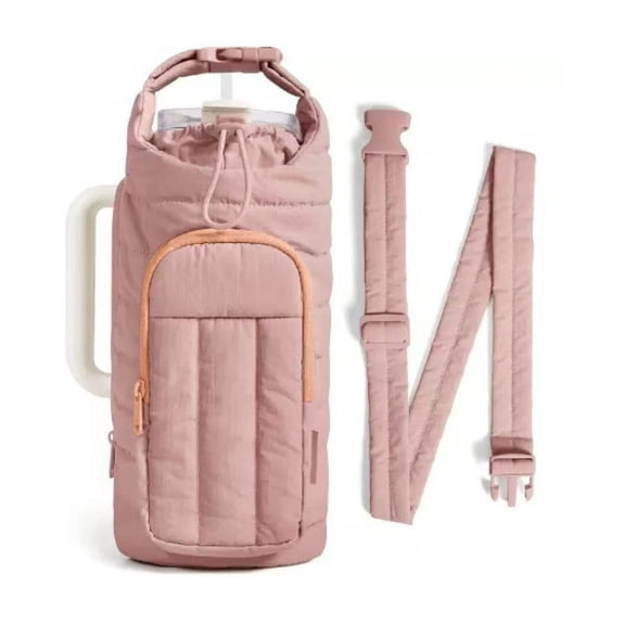 Insulated Water Bottle Sleeve With Zipper Pocket And Adjustable Strap For 18-64 Oz Cups Leakproof Portable Hydration Carrier