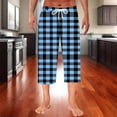 thumbnail image 2 of LIaqionyy Pajama Capri Short for Men Plaid Pants Lounge Lightweight Comfy Drawstring Bottoms with Pockets, 2 of 7