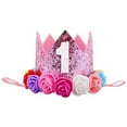 thumbnail image 1 of Baby 1st Birthday Hat Glitter Crown Flower Party Golden Swallow, 1 of 4