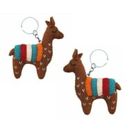 Hand Crafted Felt from Nepal: Keychain, Brown Llama (Set of 2)
