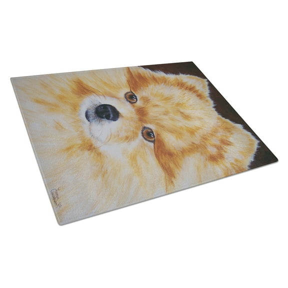 Caroline's Treasures AMB1049LCB Pomeranian Glass Cutting Board Large, 12H x 16W, multicolor