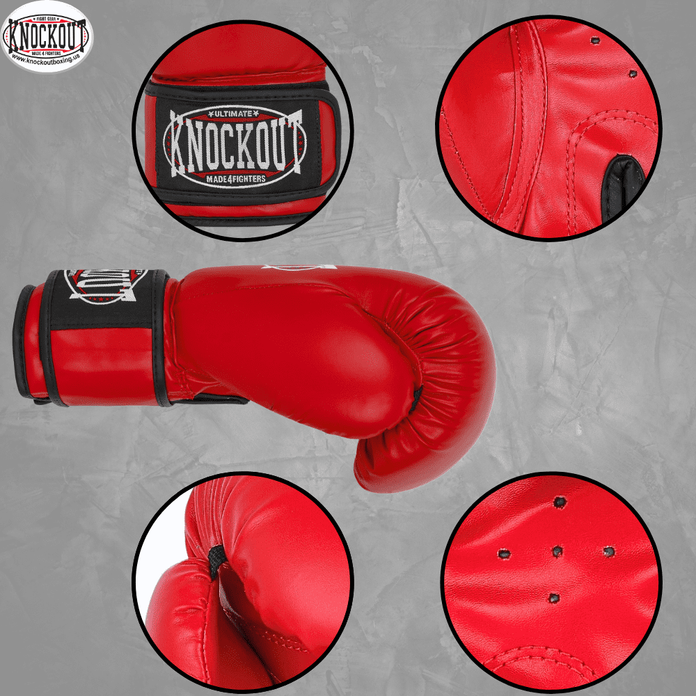 Knockout Boxing Gloves for Men Women, Muay Thai MMA Kickboxing Home Gym Training, Sparing Gloves Pair with Premium Ventilated Palm