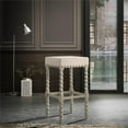 thumbnail image 6 of Home Square 2 Piece Linen Bar Stool Set with Wood Base in Weathered Gray, 6 of 6