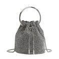 thumbnail image 2 of Bolso tipo cubo con diamantes, bolso de mujer, bolso bandolera con borlas de diamantes, bolso con cadena retráctil, 2 of 6