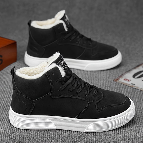 Men's Winter Snow Boots with -Like - Olive Green PU Upper, MD Traction Sole & Lace-Up Closure - Short Ankle-High Cold Weather Shoes for Ice, Snow, & Casual Outdoor (Warm Winter Footwear)