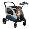 thumbnail image 1 of Extra Large Dog Stroller – Folds Flat, 160 Lbs Capacity Pet Stroller Wagon with 360° Rotating Front Wheels, Adjustable Handle, Ventilated Mesh & Storage Pocket, Easy Clean, 1 of 15