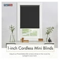 thumbnail image 2 of 1" Slats Cordless Window Blinds, 64L x 28W Inches Solid Pattern Light Filtering Vinyl Indoor-Outside Ceiling Mount Mini Blind, Manual Cordless Rollup Window Privacy Blinds, Black, 2 of 9