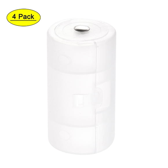 Adaptador de Batería de Tamaño AA a D de Uxcell, Soporte Convertidor de Batería, Contactos Metálicos Transparentes 4 Paquete