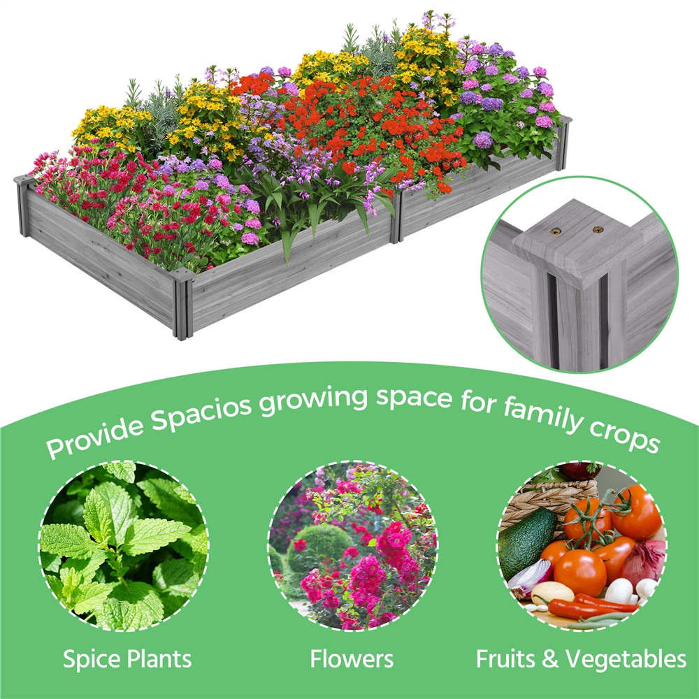 Renwick Wooden Raised Garden Bed Simple Planter,Gray