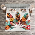 thumbnail image 3 of Ambesonne Boho Quilted Bedspread Set 3 Pcs, Pastel Colored Plumes, Queen Size, Multicolor, 3 of 3