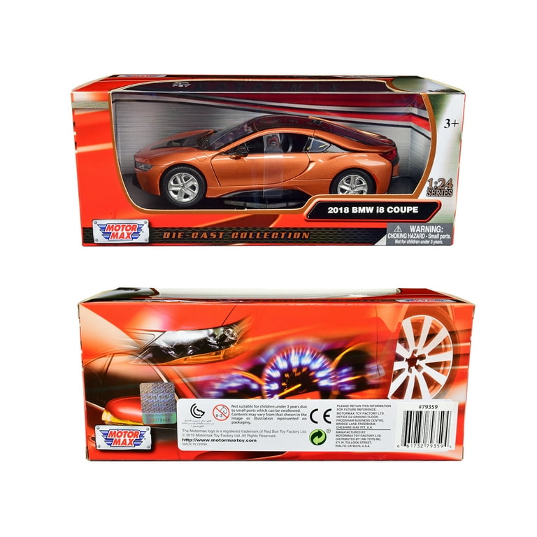 2018 BMW i8 Coupe Metallic Orange with Black Top 1/24 Diecast