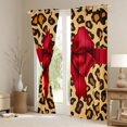 thumbnail image 3 of jejeloiu Red Bow Bowtie Black Out Curtains,Brown Cheetah Pattern Curtains Pack of 2 (42x63 Each) For Men Women, 3 of 6